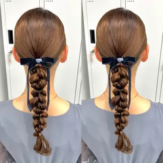 ロング ヘアアレンジ ヘアメ🎀ハイトーン 🩵エクステ🪄しほのヘアスタイル