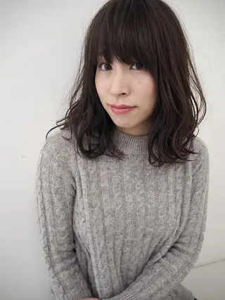ミディアム 髪質改善縮毛矯正/暖 色カラー/ウエダカナのヘアスタイル