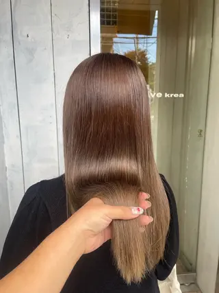 セミロング カラー 顔周りレイヤー☆ スパ☆石上遥楓のヘアスタイル