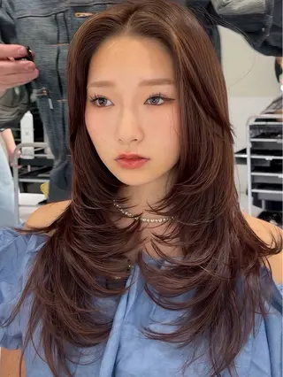 ロング カラー 北川大輔🌟 小顔レイヤーカットのヘアスタイル