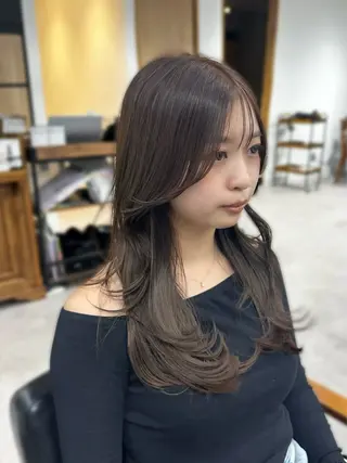 ロング カラー パーマ ヘアアレンジ メンズ キッズ レイヤーカット/ 巻ける縮毛矯正のヘアスタイル