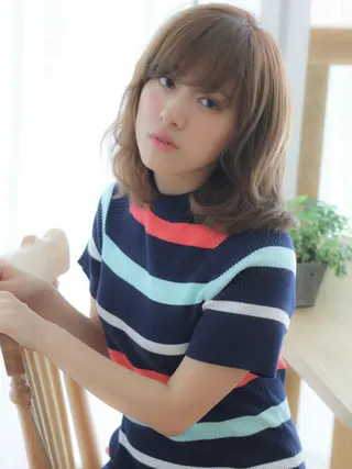 ミディアム カラー パーマ 髪質改善/韓国風 レイヤー/田村祐樹のヘアスタイル