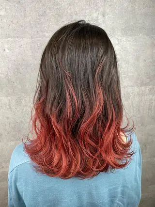 ロング カラー ヘアアレンジ hiiko顔まわり カットのヘアスタイル