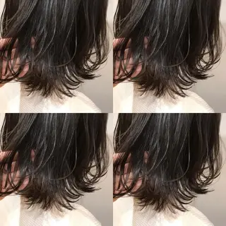 ミディアム カラー パーマ ヘアアレンジ 松田 亮葉のヘアスタイル