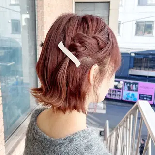 ミディアム カラー ヘアアレンジ ピンク系カラー💗 ヘアセット特化のヘアスタイル