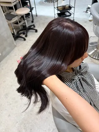 セミロング カラー 美髪矯正/レイヤー 艶カラー/はるかのヘアスタイル