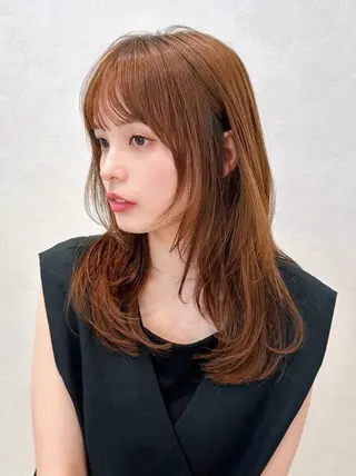 セミロング カラー パーマ kazuki【顔周り ×レイヤーカット】のヘアスタイル