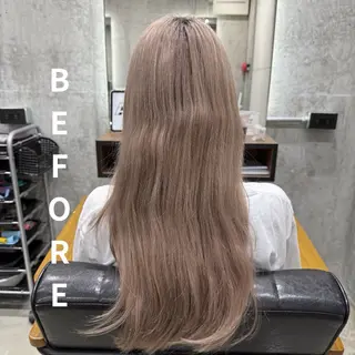 ロング カラー ミルクティー& レイヤーRIKUTOのヘアスタイル