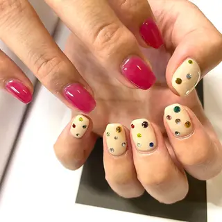 ネイル 大人ワンホン キラキラ／Ayanoのネイルデザイン