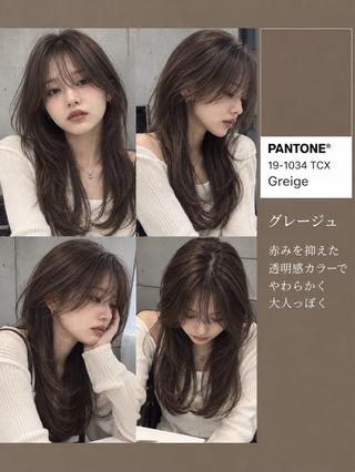 カラー rina韓国レイヤー ハッシュカットのヘアスタイル