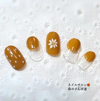 ネイル ショートネイル 森のさんぽ道のネイルデザイン