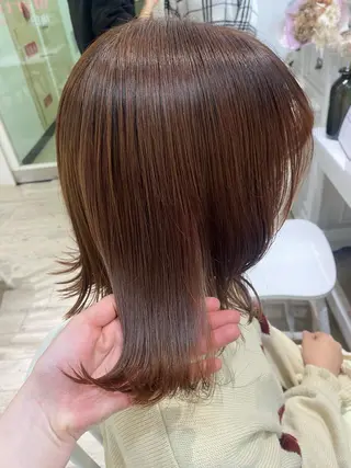 ミディアム カラー 暖色カラー✨️ 門内 梨真のヘアスタイル