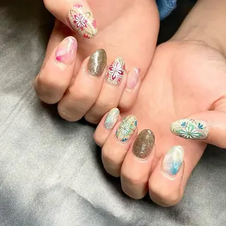 ロング カラー パーマ ヘアアレンジ メンズ キッズ ネイル マツエク・マツパ アイブロウ el. by Aoのネイルデザイン
