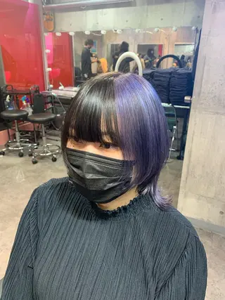ミディアム カラー ハイトーン/メンズ/ ウルフ特化 小松のヘアスタイル