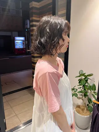 ミディアム パーマ ブリーチ/縮毛矯正 ❤️‍🔥シンノスケのヘアスタイル