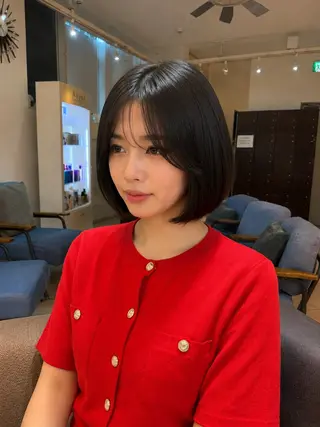 ショート ボブカット艶髪 矯正濱川響太のヘアスタイル