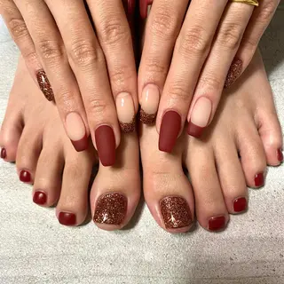 ミディアム カラー パーマ ヘアアレンジ メンズ キッズ ネイル マツエク・マツパ アイブロウ 今福鶴見ネイル 8(エイト)のネイルデザイン