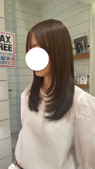 ロング HIDERO/渋谷/ 韓国/顔周りカットのヘアスタイル
