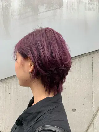 ショート カラー ヘアアレンジ ボブパーマコテ巻き風 パーマNo1深江秀平のヘアスタイル