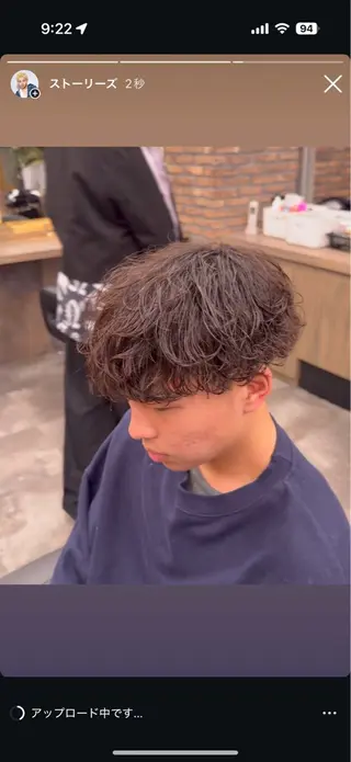 パーマ メンズ シャドウ/フェザー 朝崎倭斗のヘアスタイル