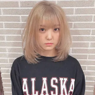 ミディアム カラー レイヤー /ブリーチ/溝口誠二のヘアスタイル
