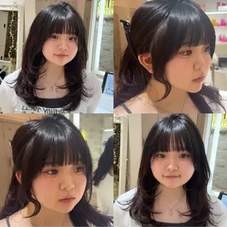 セミロング 顔まわりカット 前髪カット安井楽人のヘアスタイル