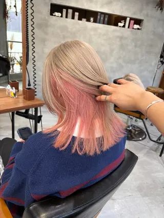セミロング カラー すぎもと さき⚡️ レイヤー・*パーマのヘアスタイル