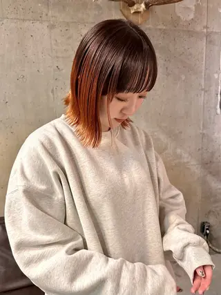 ミディアム カラー メンズカットパーマ/ ブリーチ高柳将太のヘアスタイル