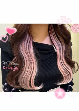 ミディアム SHION🍒ྀི/ ヘアメ/ピンクカラーのヘアスタイル