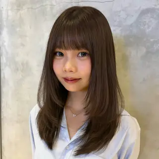 ミディアム カラー 顔まわり🥨レイヤー /透明感/水口舞奈のヘアスタイル