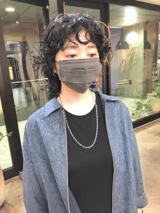 ミディアム パーマ 千葉 郁也のヘアスタイル