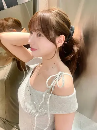 セミロング カラー 縮毛矯正ブリーチなし 🍒❤ゆうきのヘアスタイル