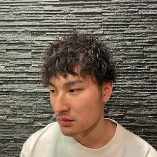 ショート パーマ メンズ 代表 武田晃英のヘアスタイル