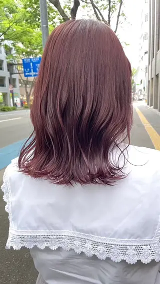 ミディアム うらら/ブリーチ/ 博多/透明感カラーのヘアスタイル