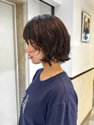 ショート パーマ デジタルパーマ 🌀ボブ　萩原　龍のヘアスタイル