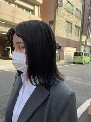 ミディアム カラー やまさきえりこ ニュアンスパーマのヘアスタイル