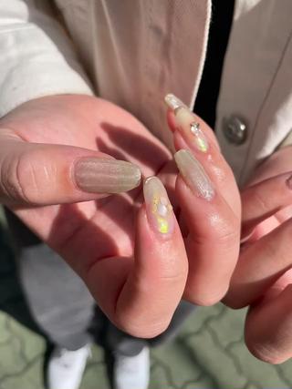 バカラネイル×チークネイル 