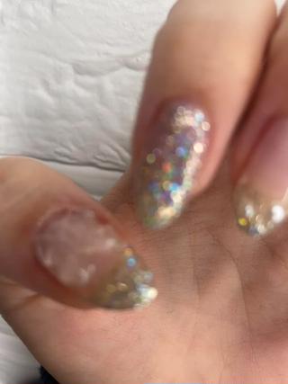 ラメフレンチ×リボン 