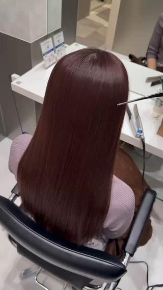 ロング 縮毛矯正クロスパーマ 益子達也のヘアスタイル