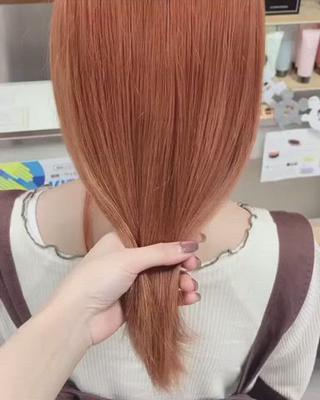 ブリーチ1回+エドルカラーでベージュよりのオレンジ