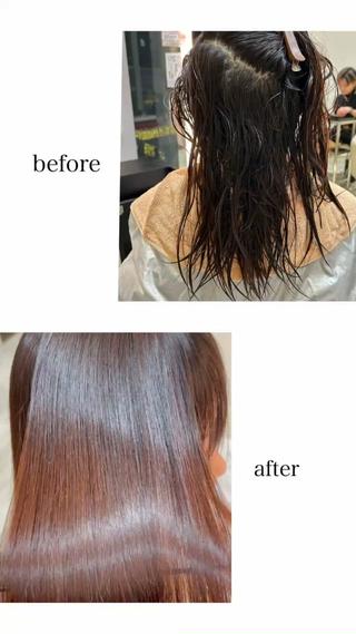 癖をしっかり伸ばして乾かすだけでこのツヤ感を手に入れることができます
ヘアセットはコテで巻いていただいても大丈夫です 