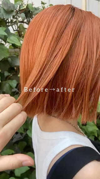 1ヶ月前にブリーチをしたお客様
あえて根元は地毛を残しお洒落なオレンジヘアに