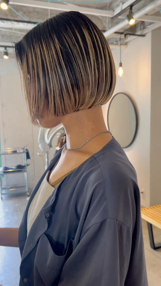 ボブにデザインハイライト 