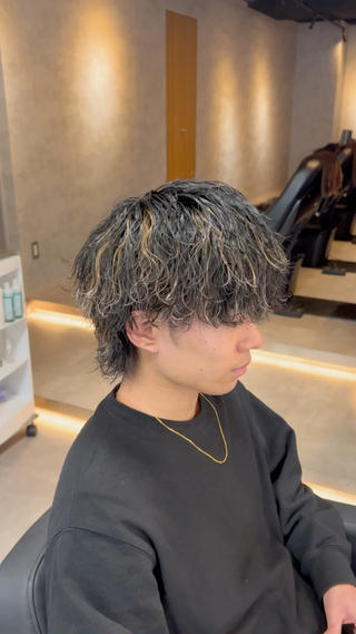 メンズカット・メッシュパーマ 