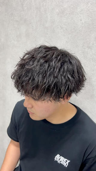 メンズカット+波巻きスパイラルパーマ 