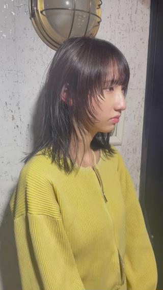 セミロング カラー 🫧小顔顔周りカット レイヤー/縮毛/白倉のヘアスタイル
