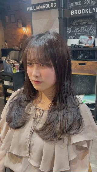 ロング カラー 🫧小顔顔周りカット レイヤー/縮毛/白倉のヘアスタイル