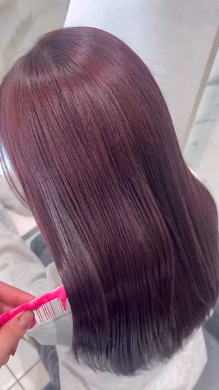 ロング カラー Haru /暖色🍷 /ボルドー/韓国ヘアのヘアスタイル