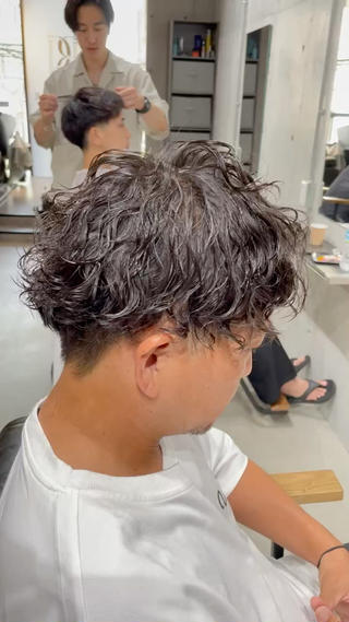 ショート パーマ メンズ 中崎町メンズパーマ/ シャドウ/山下拓実のヘアスタイル