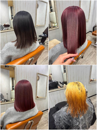 黒染め+半年伸ばし→カシスレッド